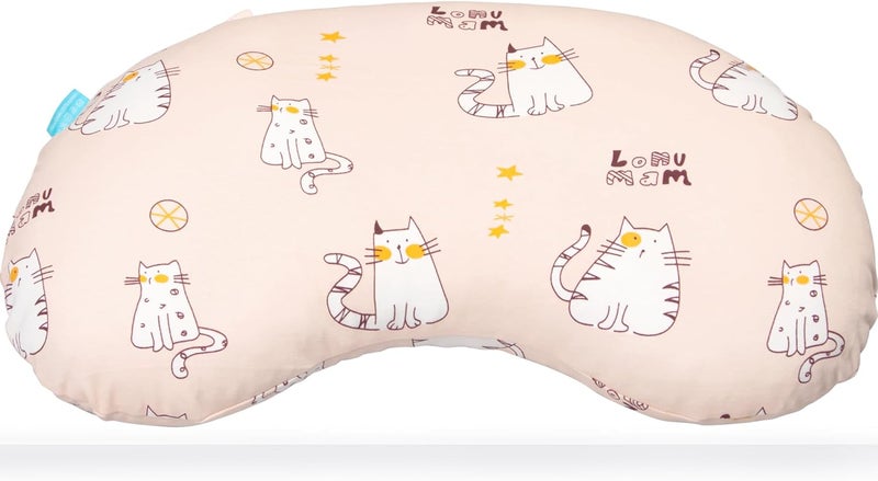 BYRIVER Kids Bed Pillow with Pillowcase for Home and Daycare, Playful Pink Kitten Child's Pillow for Sleeping - Image 1